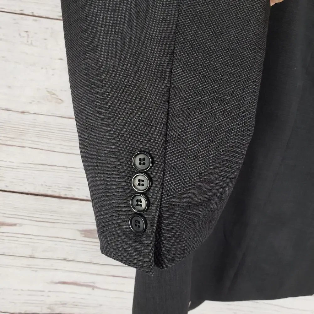 Andrew Fezza Men's Dark Gray 100%Worsted Wool 3Button Blazer Jacket Size 40R